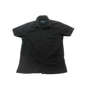 Andrew Fezza New York Mens Black Stretch Short Sleeve Button Up Shirt